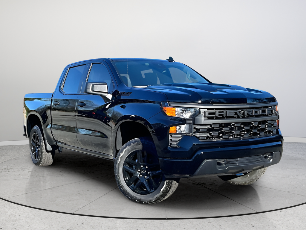 Black 2026 Chevrolet Silverado 1500 Custom Trail Boss Crew Cab 4WD Pickup Truck Four-Wheel Drive Automatic