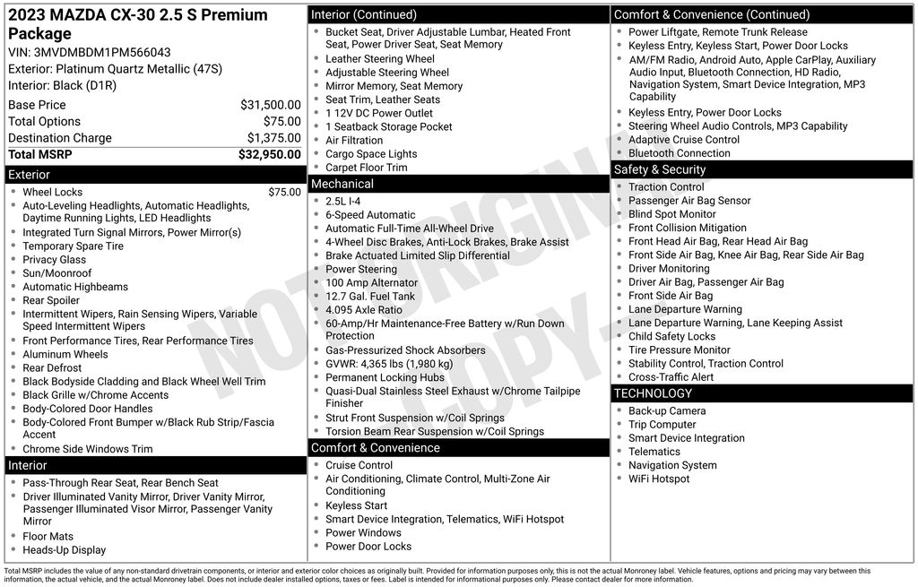used 2023 Mazda CX-30 car, priced at $22,300