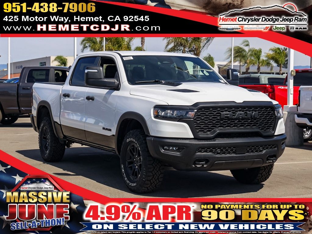 Bright White Clearcoat 2026 RAM 1500 Rebel Crew Cab 4WD Pickup Truck Four-Wheel Drive 8-Speed Automatic