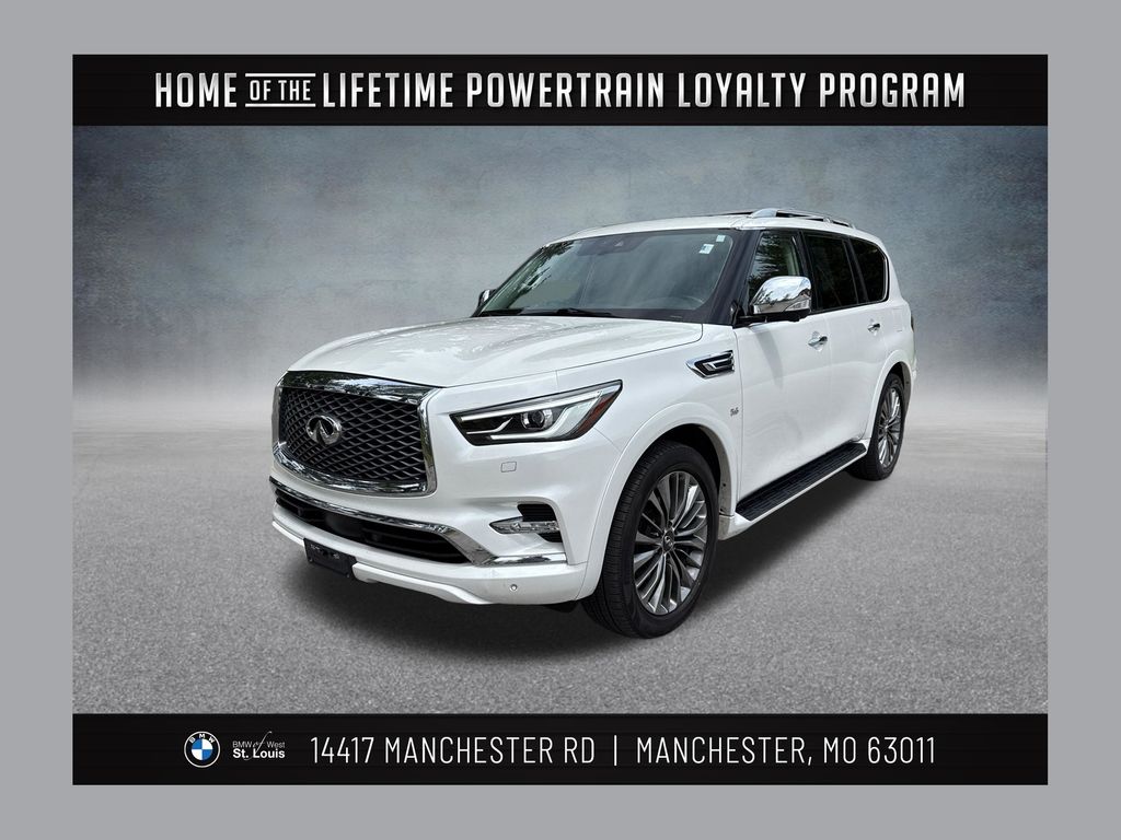 Moonstone White 2020 INFINITI QX80 Luxe 4WD SUV / Crossover All-Wheel Drive 7-Speed Automatic