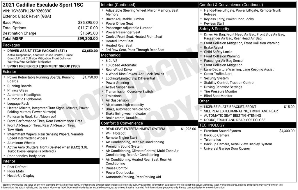 Used Car 2021 Cadillac Escalade  Sport For Sale Under $60,000 In Austin, Texas