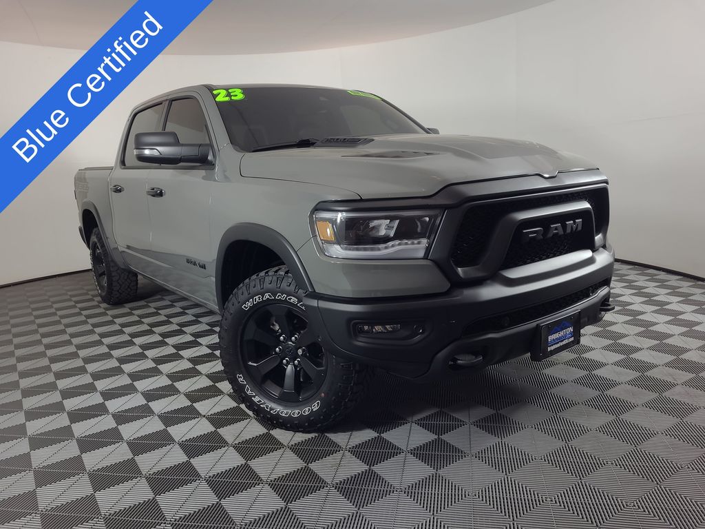 Ceramic Gray Clearcoat 2023 RAM 1500 Rebel Crew Cab 4WD Pickup Truck Four-Wheel Drive 8-Speed Automatic