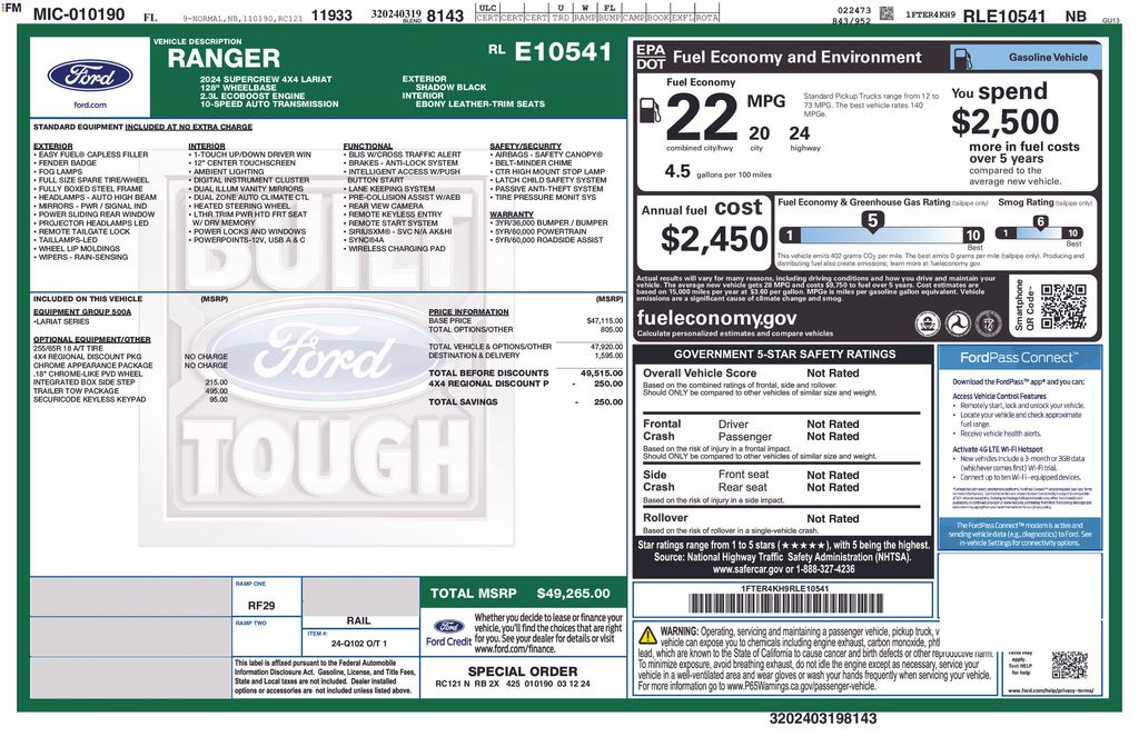 New 2024 Black Ford Lariat image 4