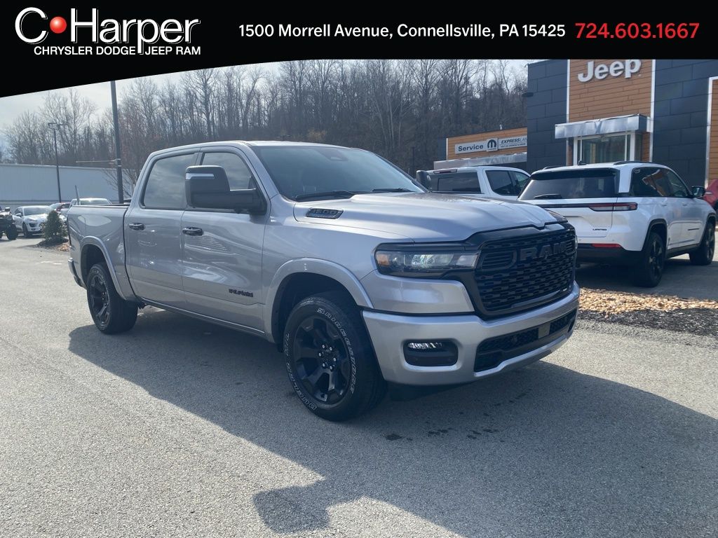 Billet Silver Metallic Clearcoat 2025 RAM 1500 Big Horn Crew Cab 4WD Pickup Truck Four-Wheel Drive 8-Speed Automatic