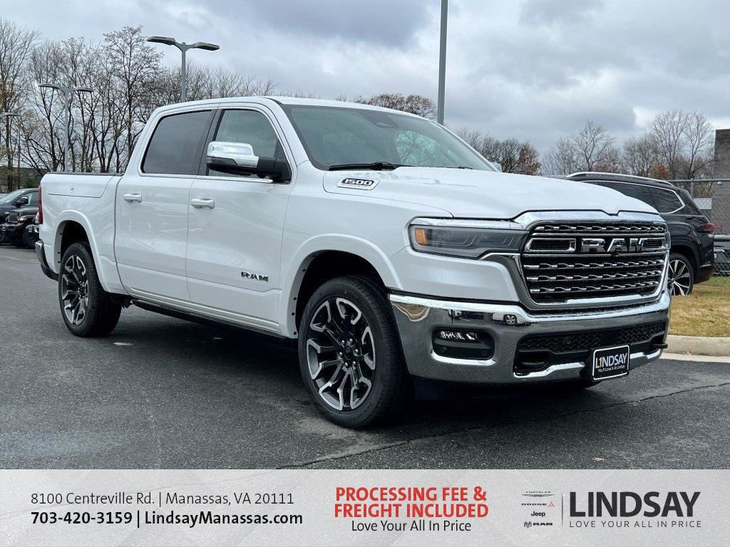 Ivory White Tri-Coat Pearlcoat 2026 RAM 1500 Limited Crew Cab 4WD Pickup Truck Four-Wheel Drive 8-Speed Automatic