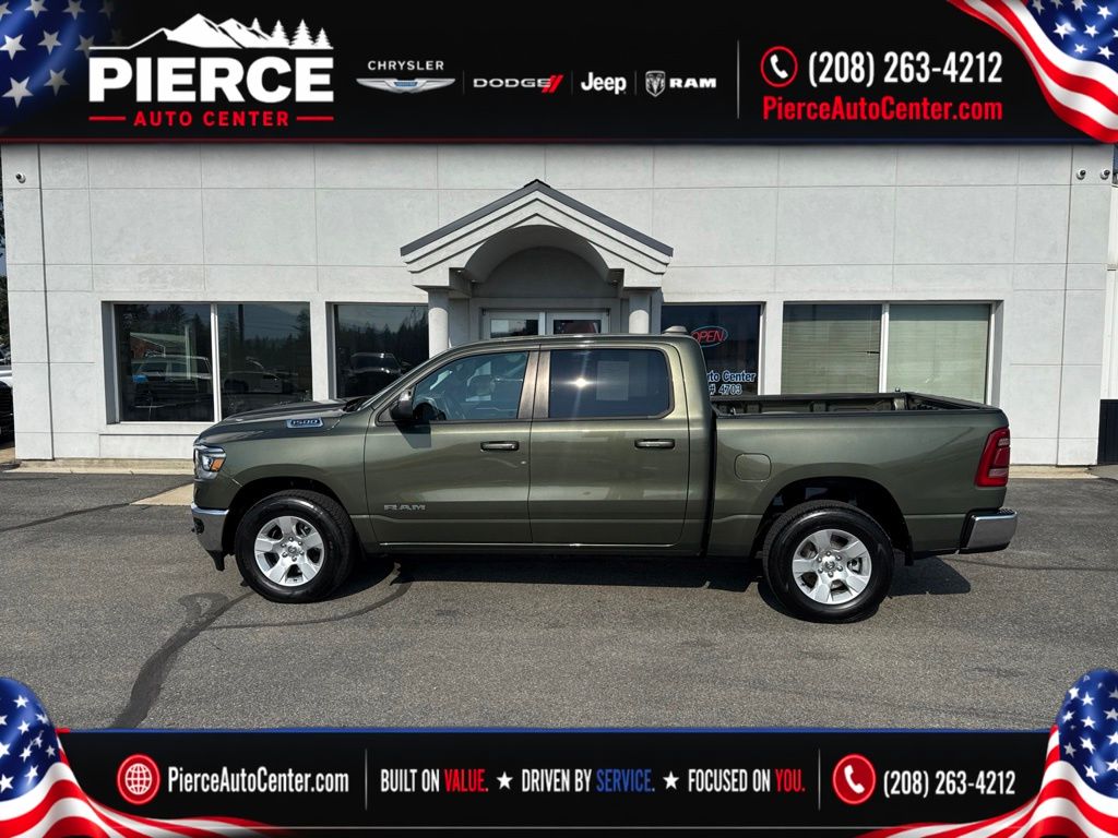 Olive Green Pearlcoat 2021 RAM 1500 Pickup Truck Four-Wheel Drive 8-Speed Automatic