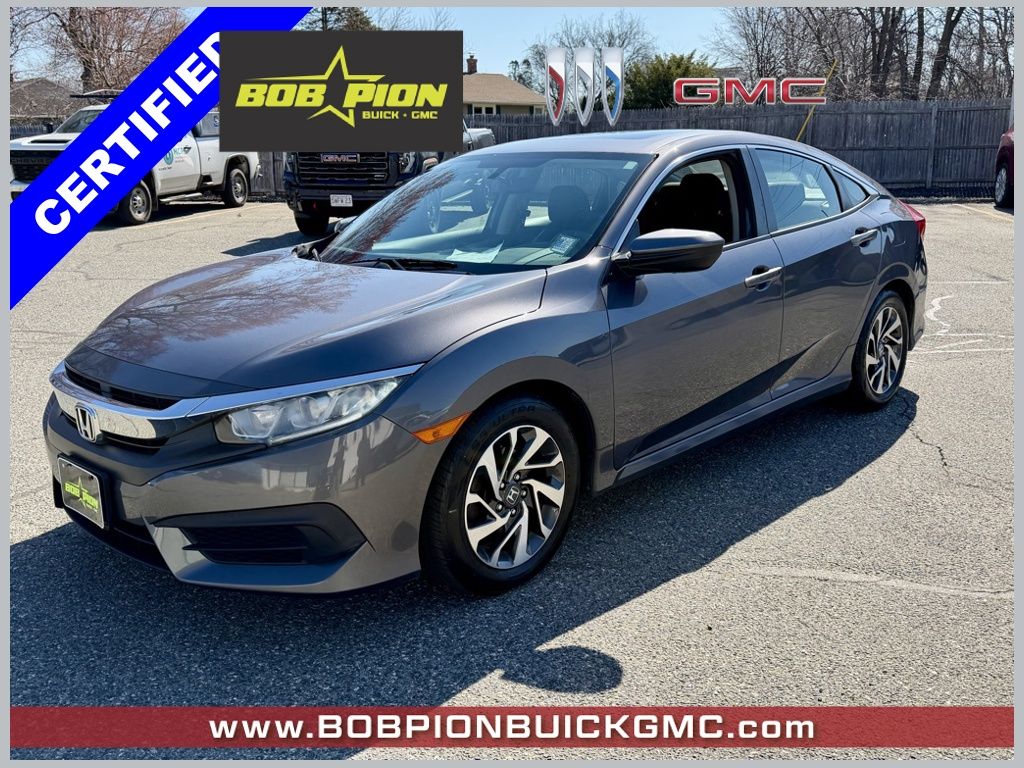 Gray 2016 Honda Civic EX Sedan Front-Wheel Drive Continuously Variable Transmission