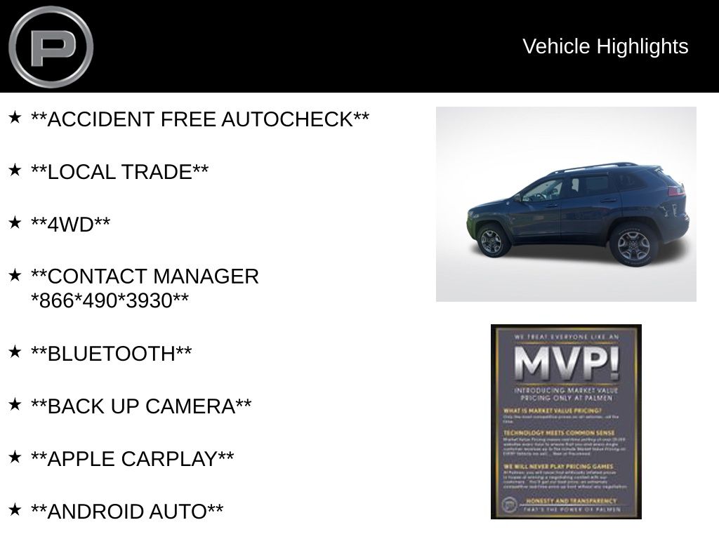 2019 Blue Shade Pearlcoat Jeep Cherokee Trailhawk 4X4 SUV