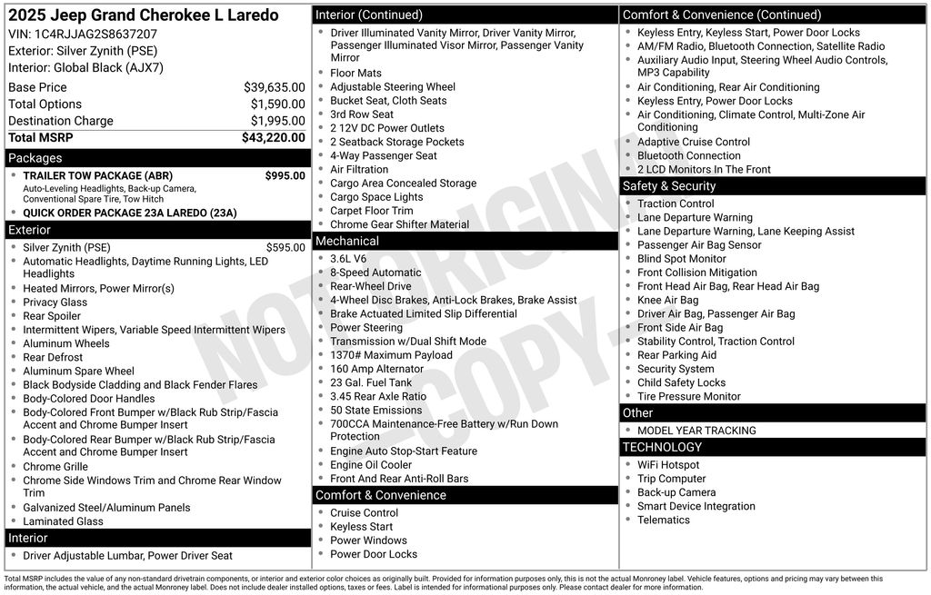 2025 Silver Zynith Jeep Grand Cherokee L Laredo RWD SUV