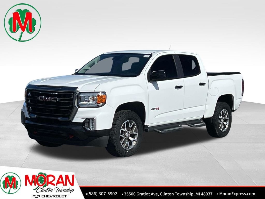 Summit White 2021 GMC Canyon AT4 Crew Cab 4WD with Leather Pickup Truck Four-Wheel Drive 8-Speed Automatic