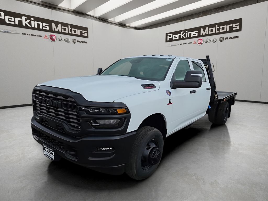 Bright White Clearcoat 2026 RAM 3500 Chassis Tradesman Crew Cab LB DRW 4WD Pickup Truck Four-Wheel Drive 8-Speed Automatic
