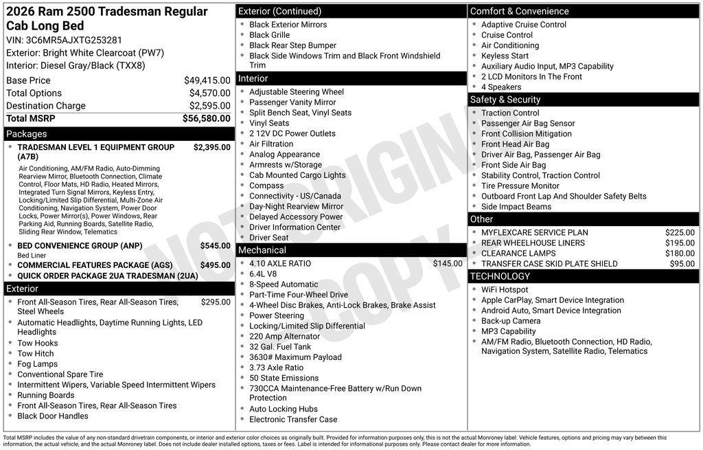 2026 RAM Ram 2500 Pickup Tradesman's photo