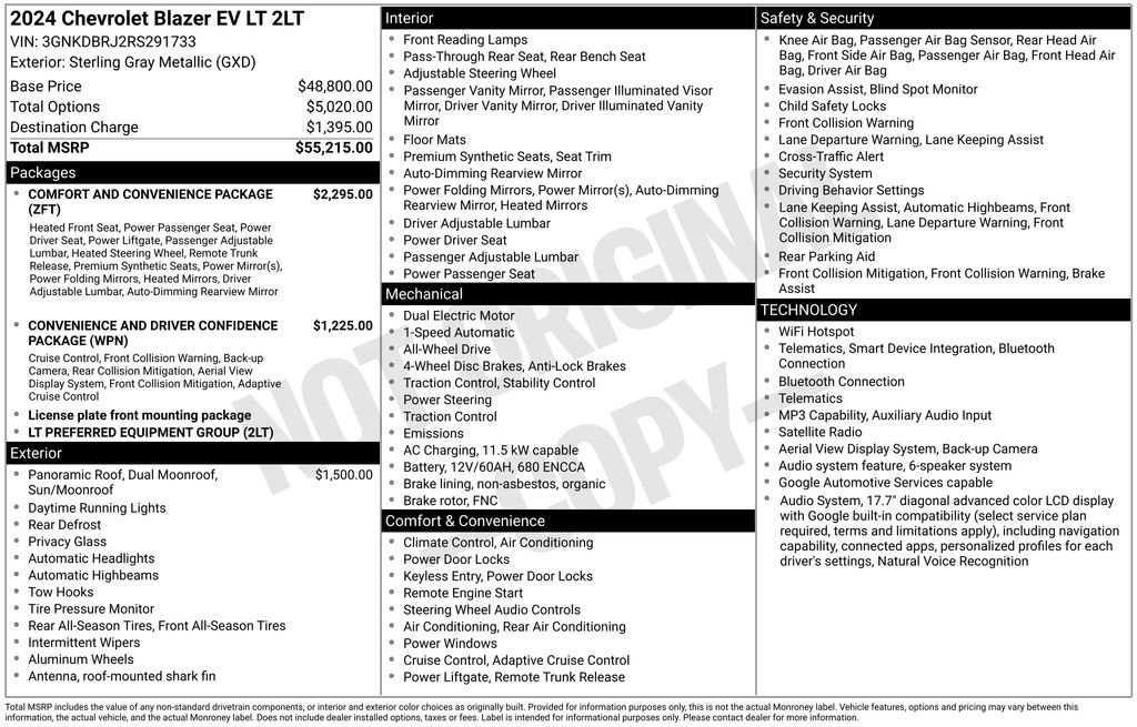Sterling Gray Metallic 2024 Chevrolet Blazer EV SUV / Crossover All-Wheel Drive 1-Speed Automatic