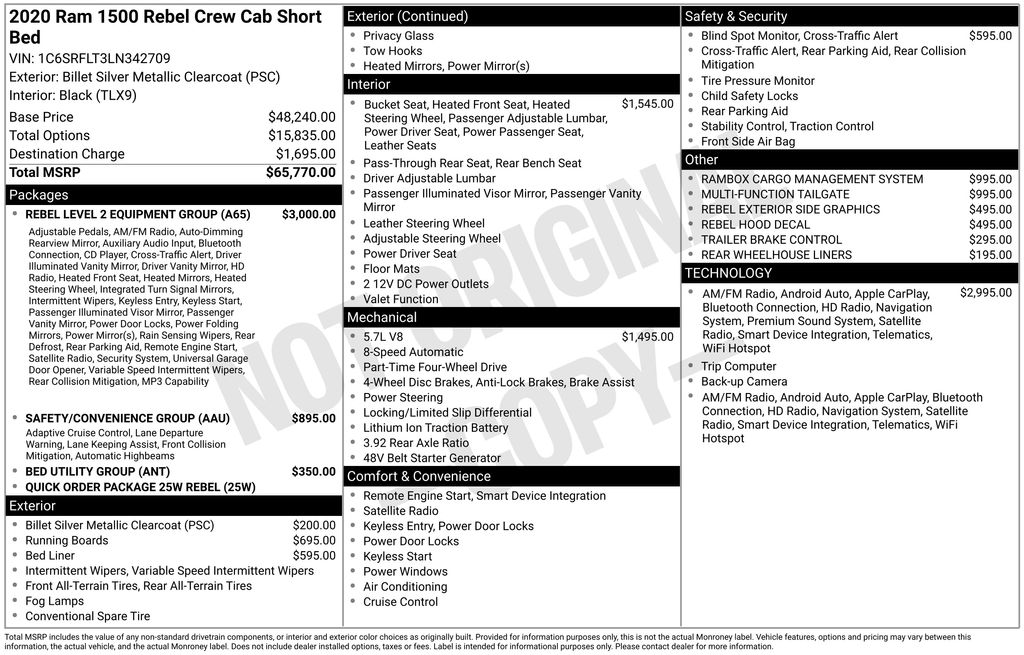 Certified Used 2020 Silver Ram Rebel image 2