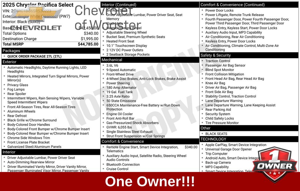 2025 Chrysler Pacifica Select - Main Image
