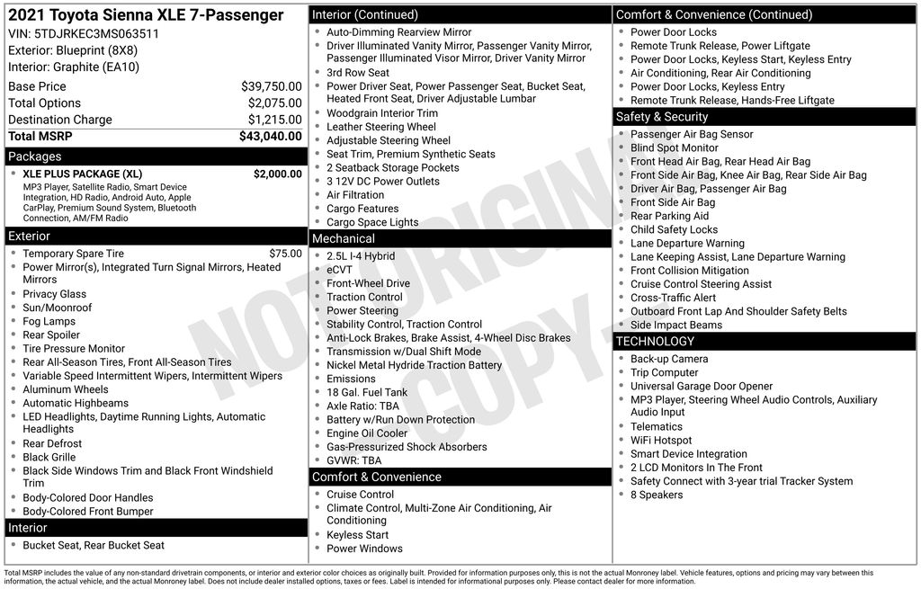 Used 2021 Toyota Sienna Van
