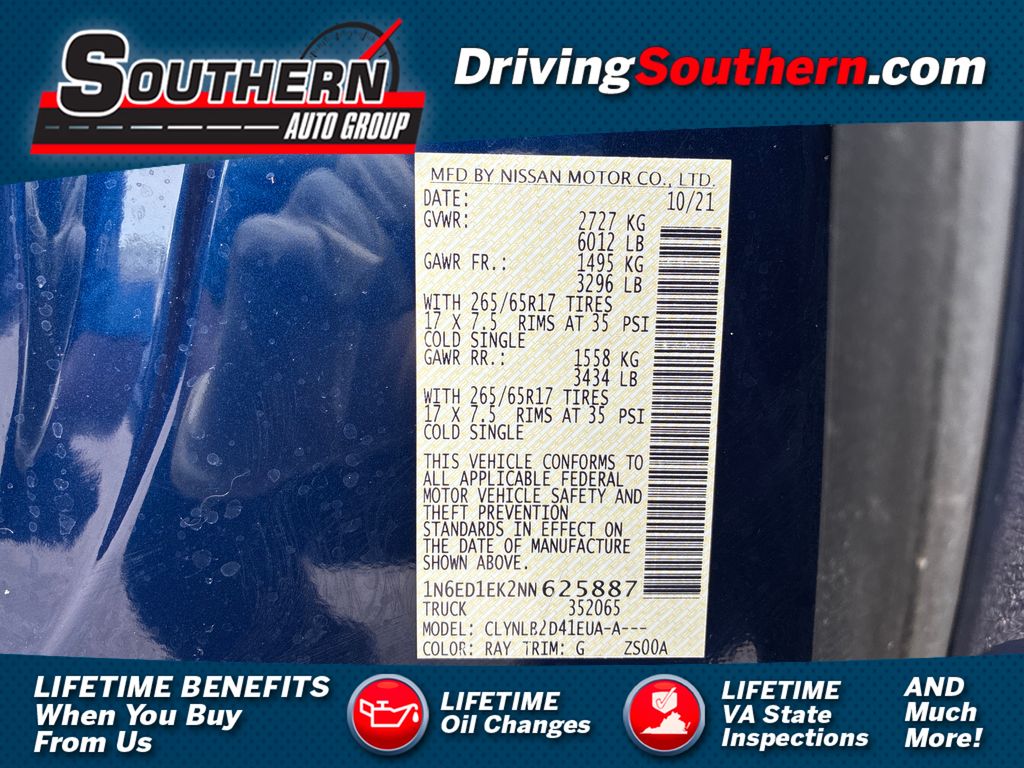 Deep Blue Pearl 2022 Nissan Frontier Pickup Truck Four-Wheel Drive 9-Speed Automatic