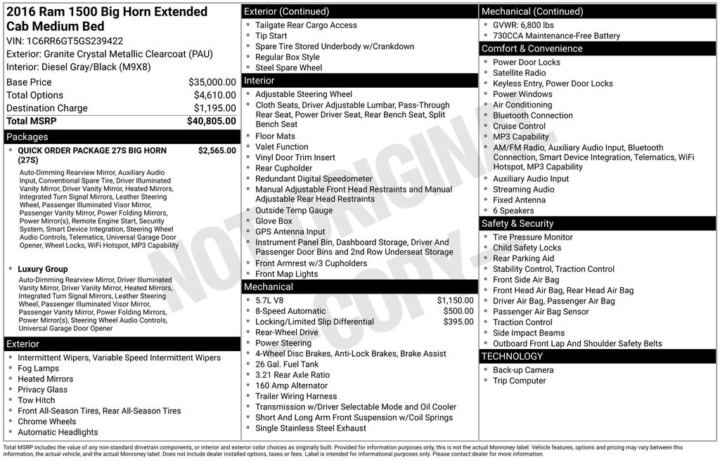 used 2016 Ram 1500 car, priced at $16,800
