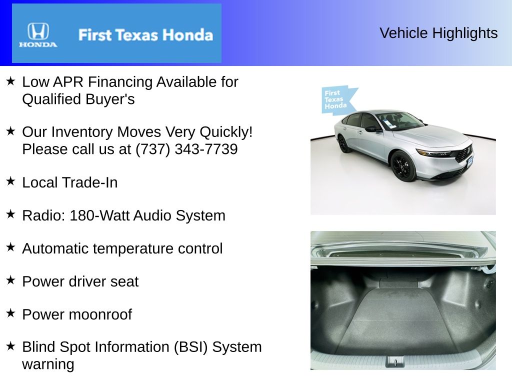 Used Car 2025 Honda Accord  Se For Sale In Austin, Texas