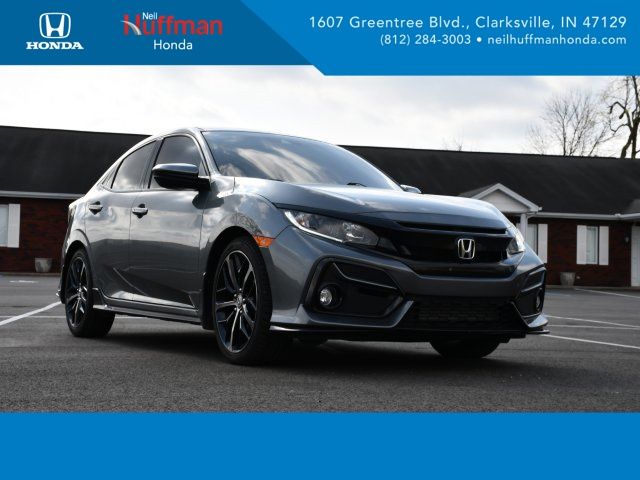 Gray (Modern Steel Metallic) 2021 Honda Civic Hatchback Sport FWD Hatchback Front-Wheel Drive Continuously Variable Transmission