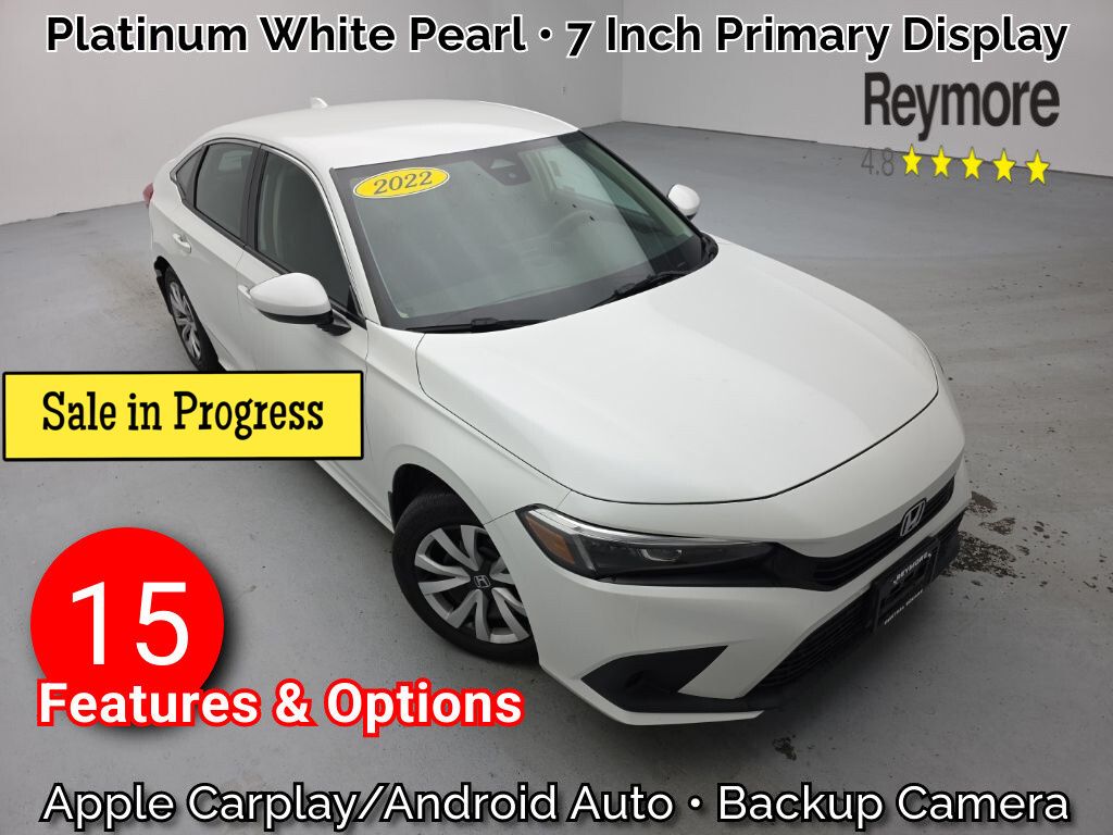 White 2022 Honda Civic Sedan Front-Wheel Drive Continuously Variable Transmission