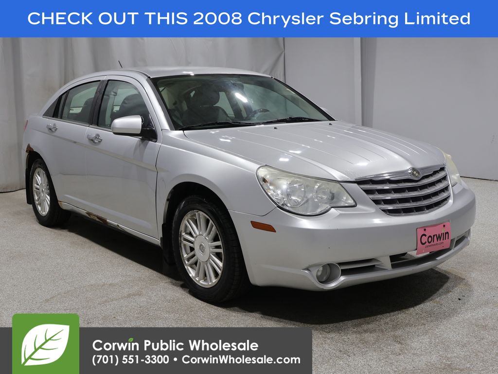 Bright Silver Metallic Clearcoat/Black Vinyl Top 2008 Chrysler Sebring Sedan Front-Wheel Drive 4-Speed Automatic
