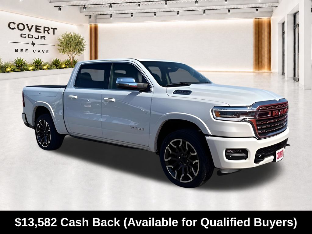 Ivory White 2026 RAM 1500 Pickup Truck Four-Wheel Drive 8-Speed Automatic