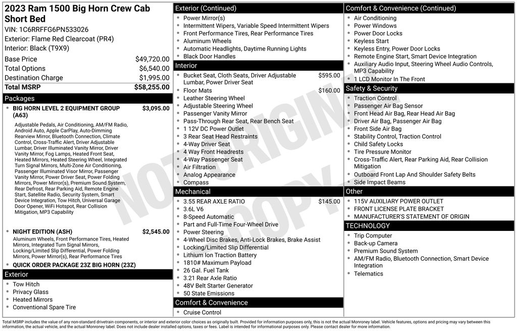 2023 RAM 1500 Big Horn Crew Cab 4WD