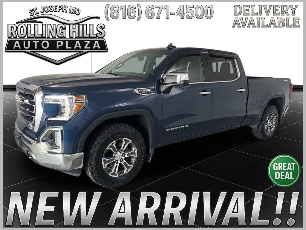 Pacific Blue Metallic 2021 GMC Sierra 1500 SLT Crew Cab 4WD Pickup Truck Four-Wheel Drive Automatic