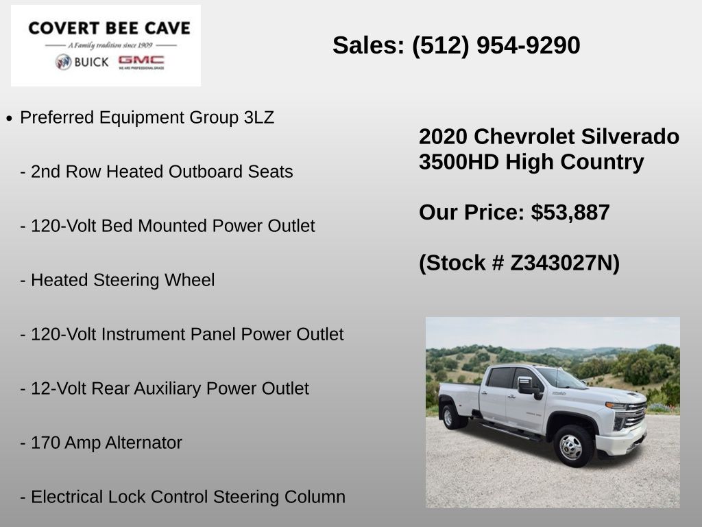 Used Car 2020 Chevrolet Silverado 3500hd  High Country For Sale Under $60,000 In Austin, Texas