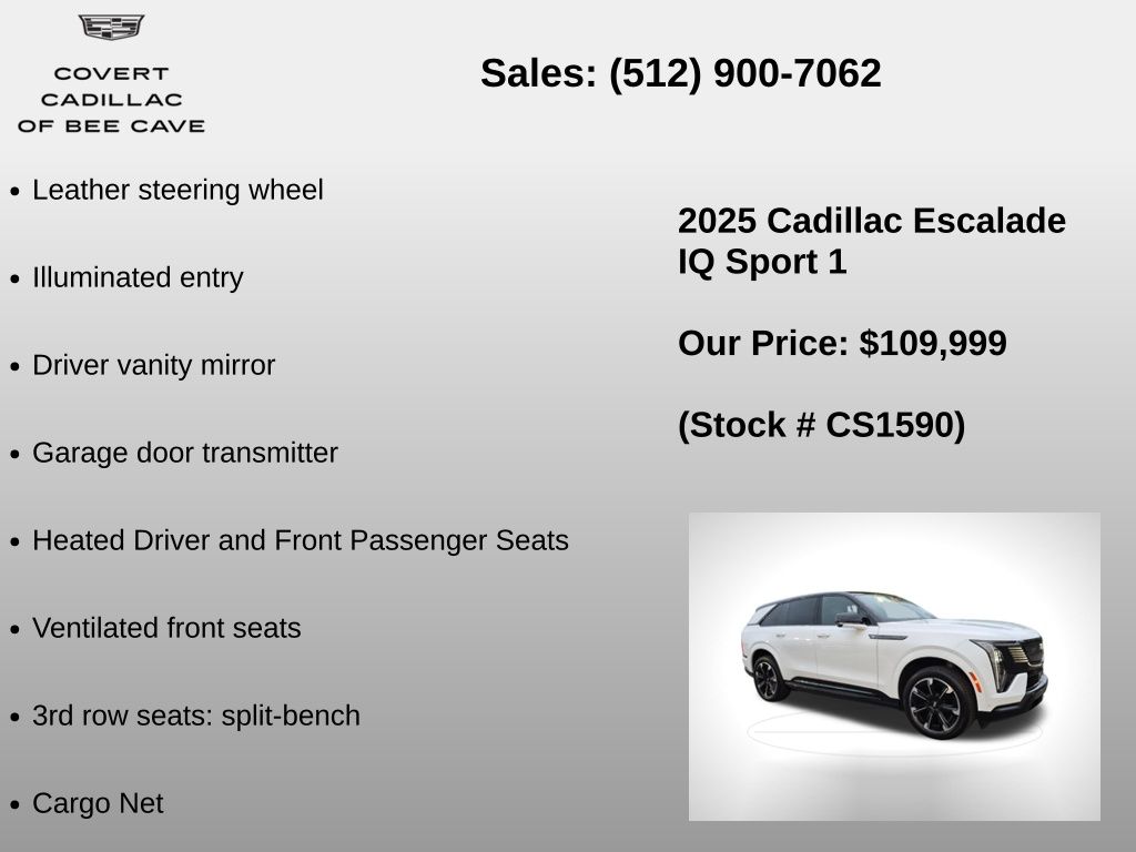Used Car 2025 Cadillac Escalade Iq  Sport 1 For Sale Under $110,000 In Austin, Texas