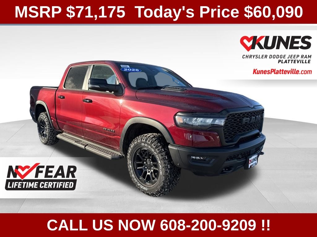Delmonico Red Pearlcoat 2026 RAM 1500 Rebel Crew Cab 4WD Pickup Truck Four-Wheel Drive 8-Speed Automatic