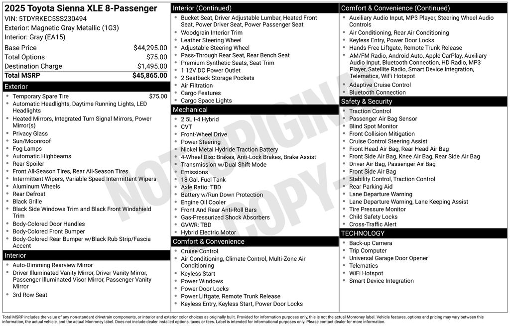 2025 Toyota Sienna XLE — Gray — photo 24