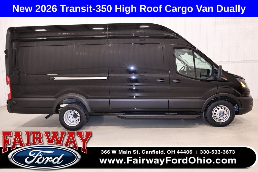 Agate Black Metallic 2026 Ford Transit Cargo 350 HD 11000 GVWR High Roof Extended LB DRW RWD Van Rear-Wheel Drive