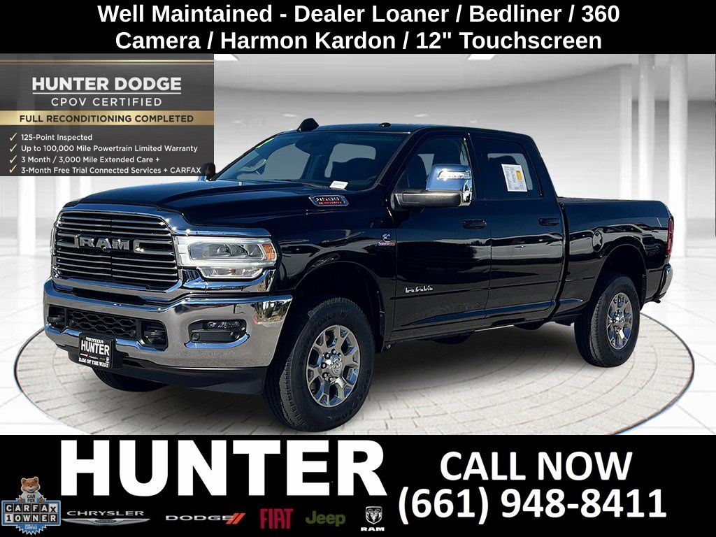 Diamond Black Crystal Pearlcoat 2024 RAM 3500 Laramie Crew Cab 4WD Pickup Truck Four-Wheel Drive 6-Speed Automatic