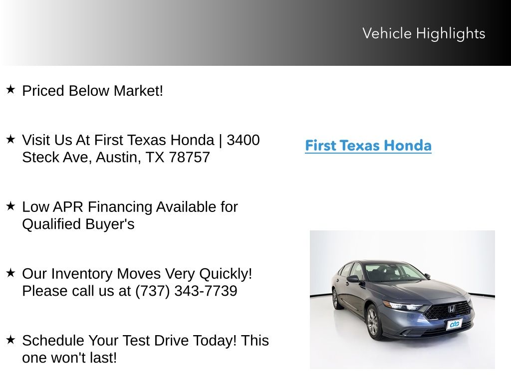 Used Car 2024 Honda Accord  Ex For Sale Under $30,000 In Austin, Texas