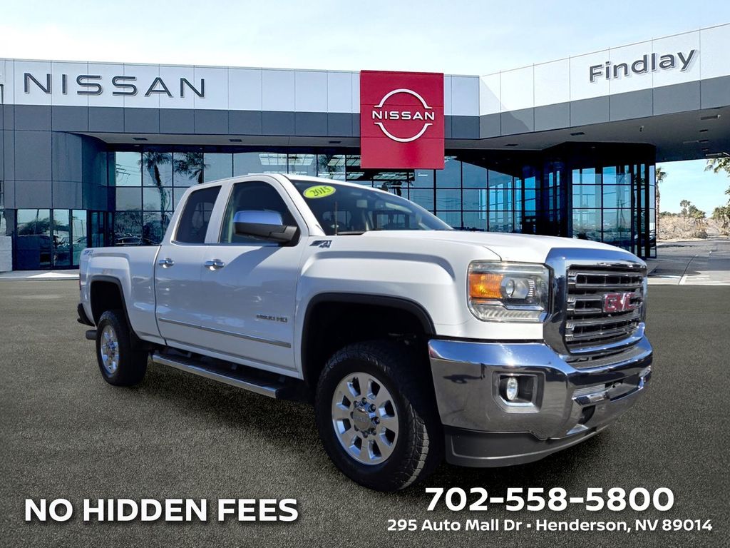 Summit White 2015 GMC Sierra 2500HD SLT Double Cab SB 4WD Pickup Truck Four-Wheel Drive 6-Speed Automatic