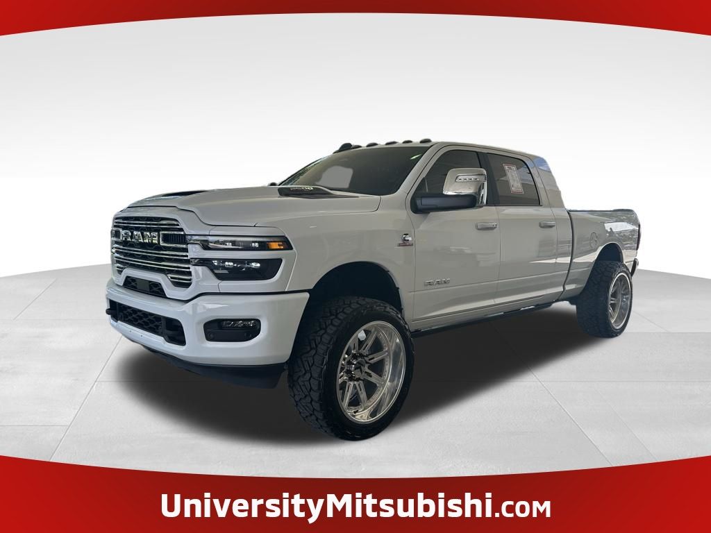 Bright White Clearcoat 2025 RAM 2500 Laramie Mega Cab 4WD Pickup Truck Four-Wheel Drive 8-Speed Automatic