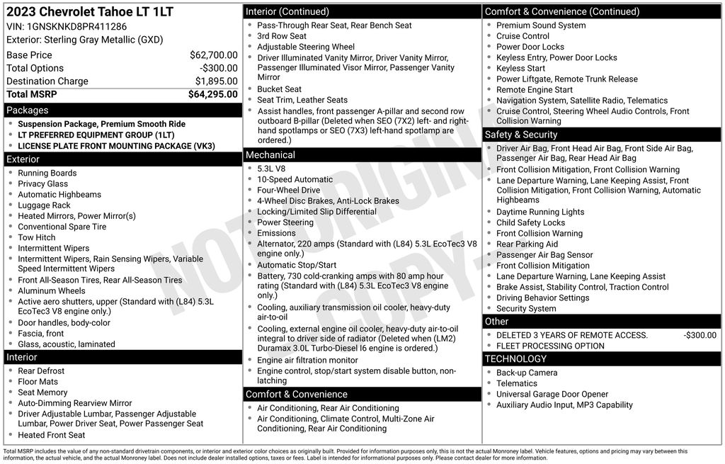 Used Car 2023 Chevrolet Tahoe  Lt For Sale Under $50,000 In Austin, Texas