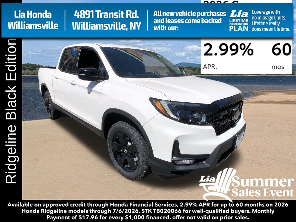 Platinum White Pearl 2026 Honda Ridgeline Black Edition AWD Pickup Truck All-Wheel Drive 9-Speed Automatic