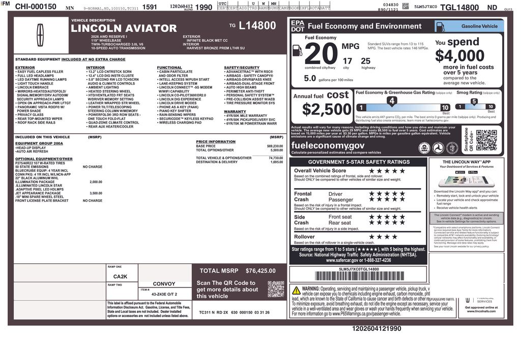 2026 Lincoln Aviator Reserve