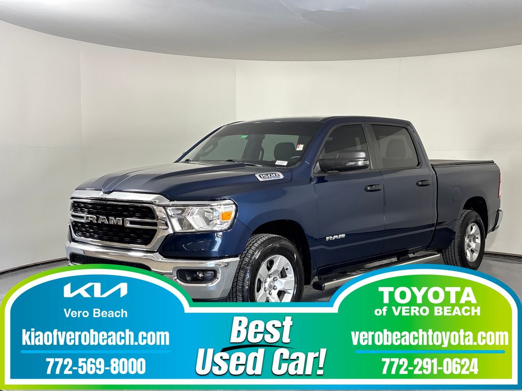 Patriot Blue Pearlcoat 2023 RAM 1500 Big Horn Crew Cab 4WD Pickup Truck Four-Wheel Drive 8-Speed Automatic
