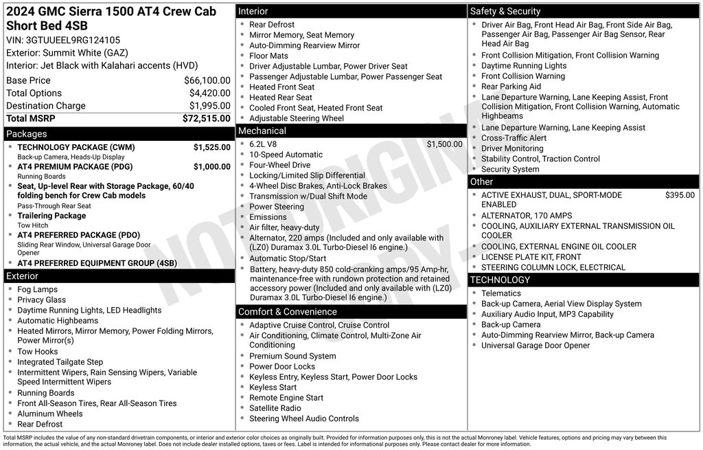 Used Car 2024 Gmc Sierra 1500  At4 For Sale Under $60,000 In Austin, Texas