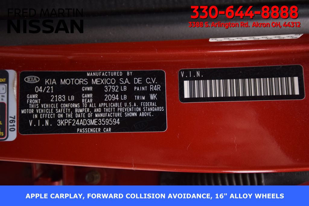 used 2021 Kia Forte car, priced at $12,997