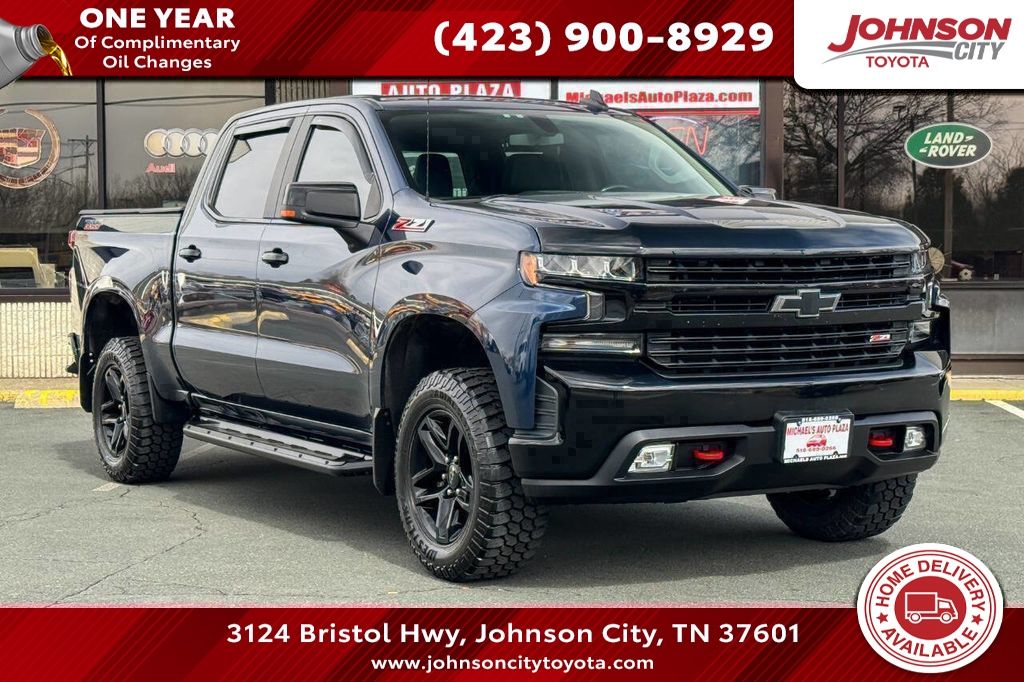 Northsky Blue Metallic 2019 Chevrolet Silverado 1500 LT Trail Boss Crew Cab 4WD Pickup Truck Four-Wheel Drive 8-Speed Automatic
