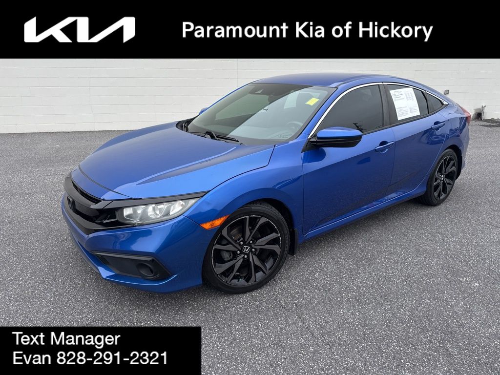 Aegean Blue Metallic 2019 Honda Civic Sport FWD Sedan Front-Wheel Drive Continuously Variable Transmission