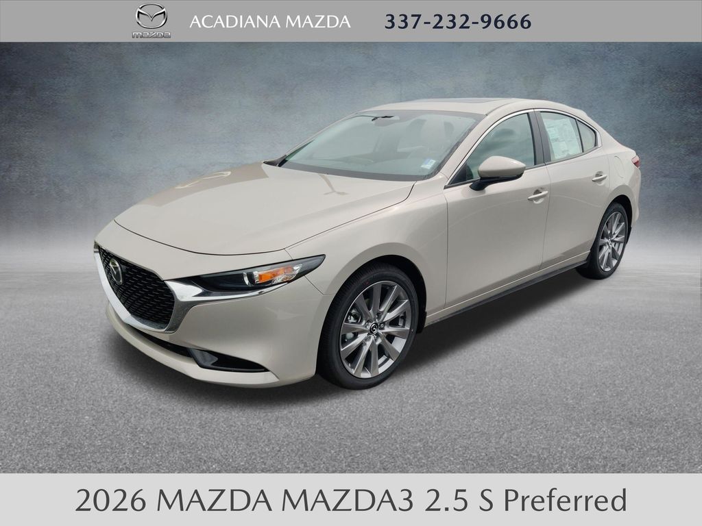 Gray (Platinum Quartz Metallic) 2026 Mazda MAZDA3 2.5 S Preferred Sedan FWD Sedan Front-Wheel Drive 6-Speed Automatic