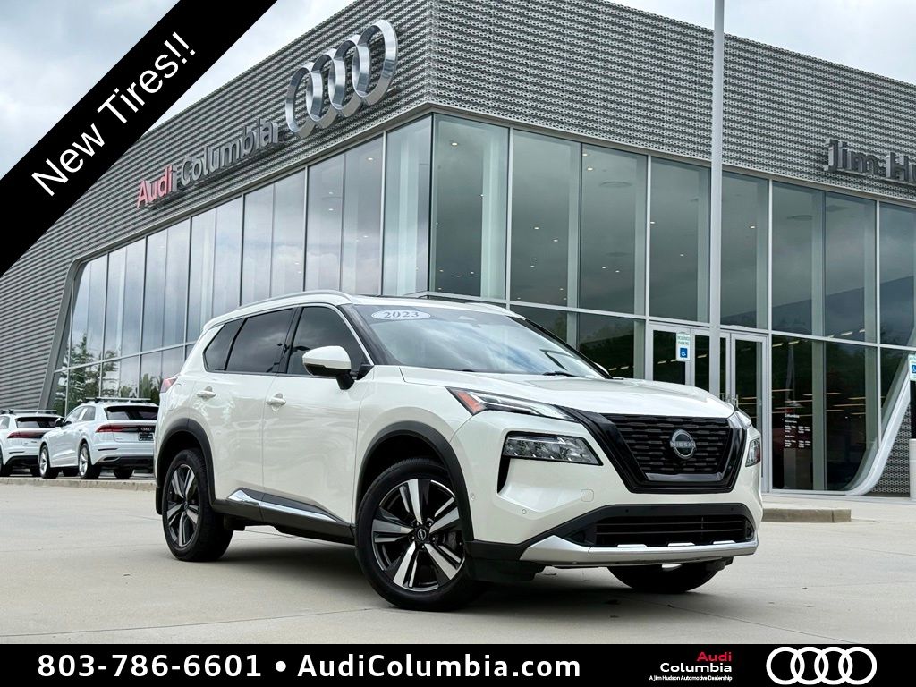 Pearl White 2023 Nissan Rogue SUV / Crossover All-Wheel Drive Continuously Variable Transmission