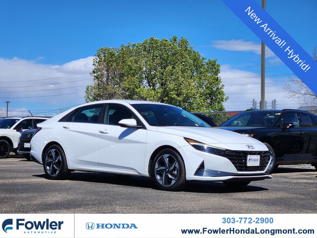 Ceramic White 2021 Hyundai Elantra Hybrid Limited FWD Sedan Front-Wheel Drive 6-Speed Dual Clutch