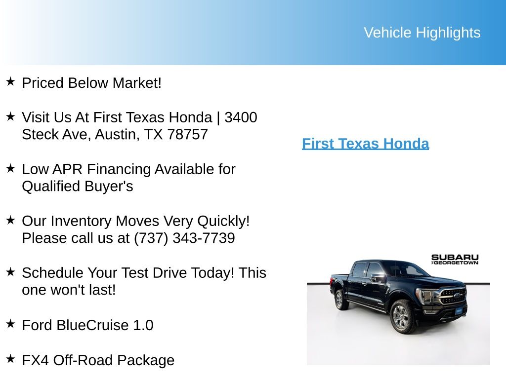 Used Car 2023 Ford F-150  Platinum For Sale Under $50,000 In Austin, Texas